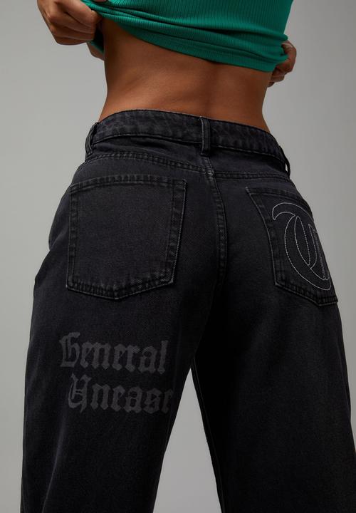 Factorie - Trophy low rise baggy jean - multi placement/washed black