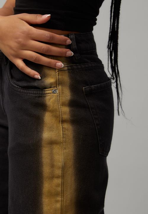 Factorie - Trophy low rise baggy jean - washed black/orange wash
