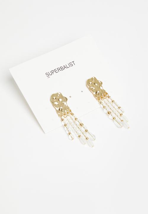 Superbalist - Haven statement earrings - clear & gold