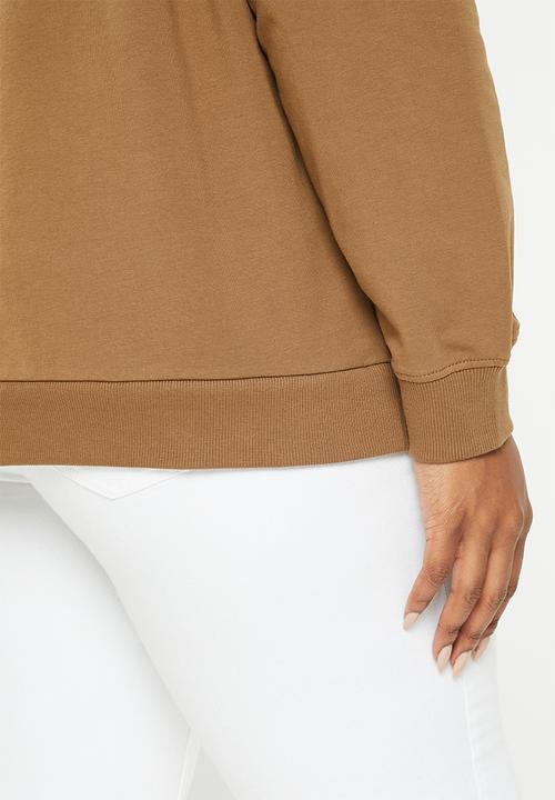 POLO - Plus women nailhead long sleeve sweater - camel