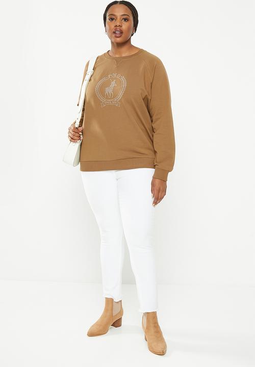 POLO - Plus women nailhead long sleeve sweater - camel