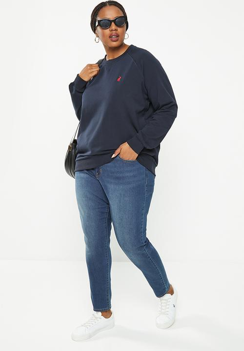 POLO - Plus women raglan long sleeve track top - navy