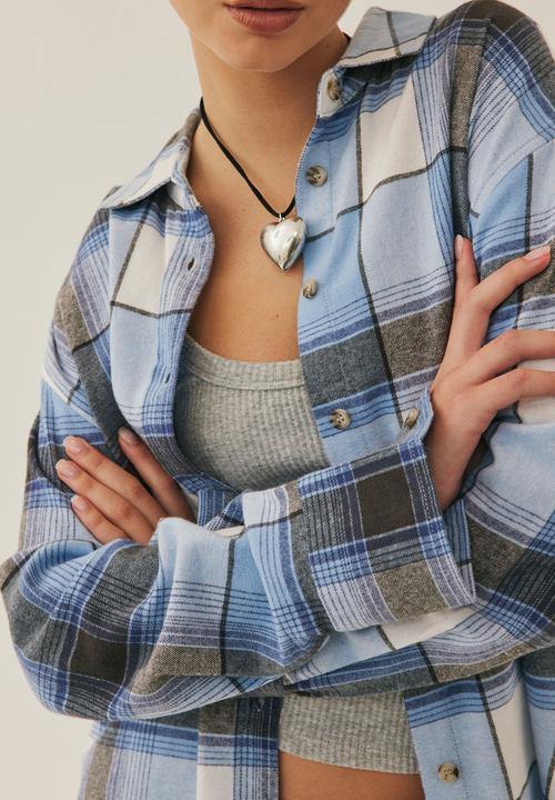Supré  - Amina oversized check shirt - indie check blue
