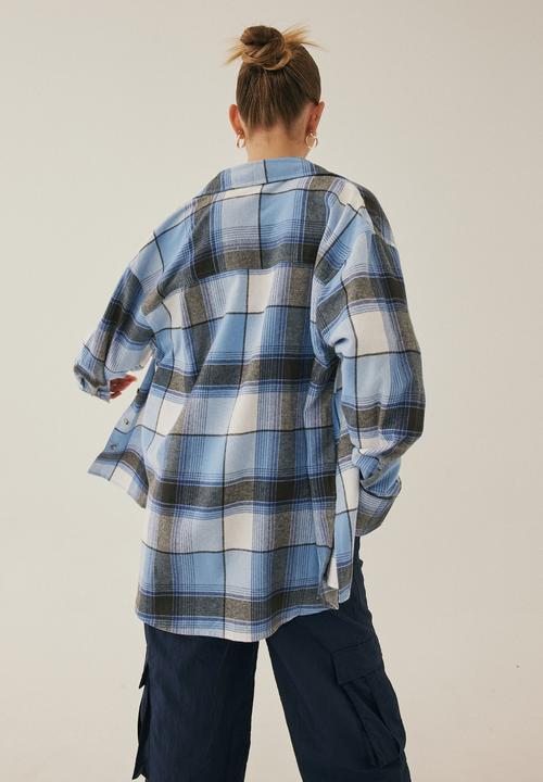 Supré  - Amina oversized check shirt - indie check blue