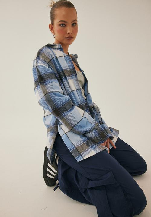 Supré  - Amina oversized check shirt - indie check blue
