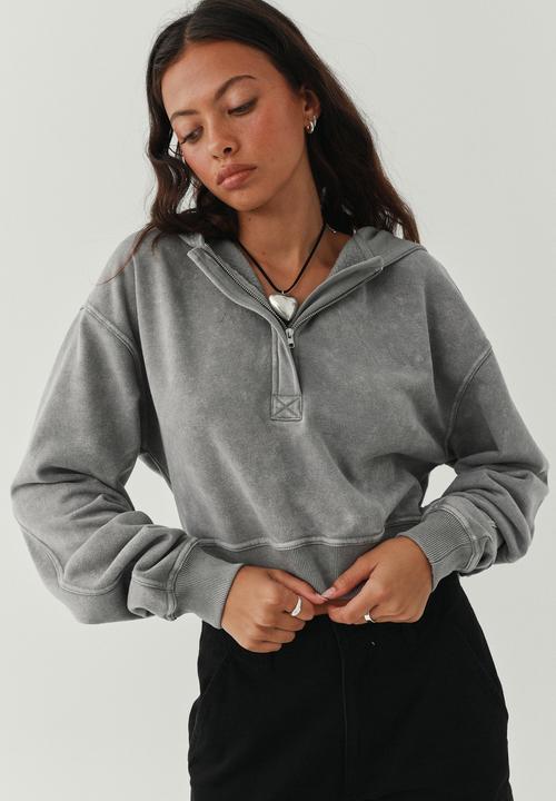 Supré  - Polly cropped hoodie - washed cement grey