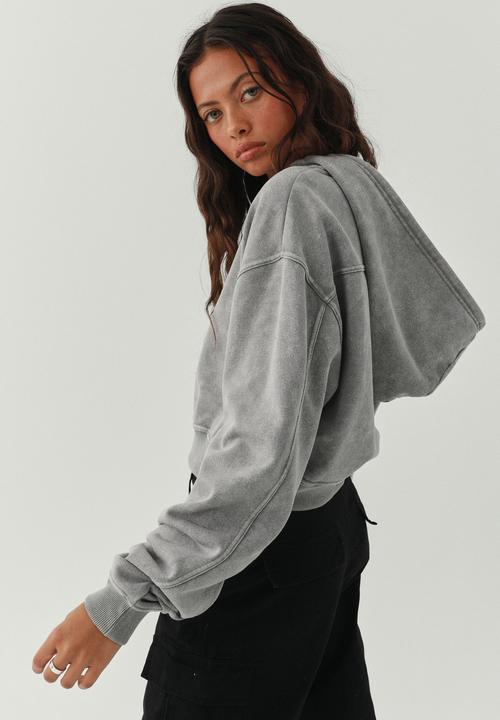 Supré  - Polly cropped hoodie - washed cement grey