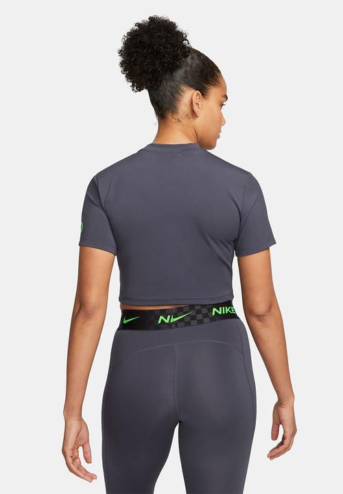 Nike - W np df grx ss crop top - gridiron/green strike