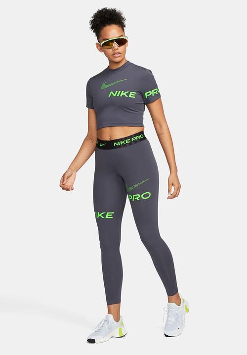 Nike - W np df grx ss crop top - gridiron/green strike