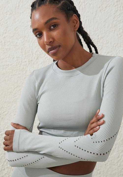 Cotton On - Seamless crochet long sleeve - aqua mist