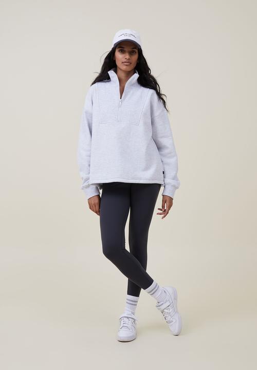 Cotton On - Plush rib half zip jumper - cloudy grey marle