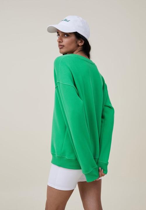 Cotton On - Plush essential crew jumper - green chilli