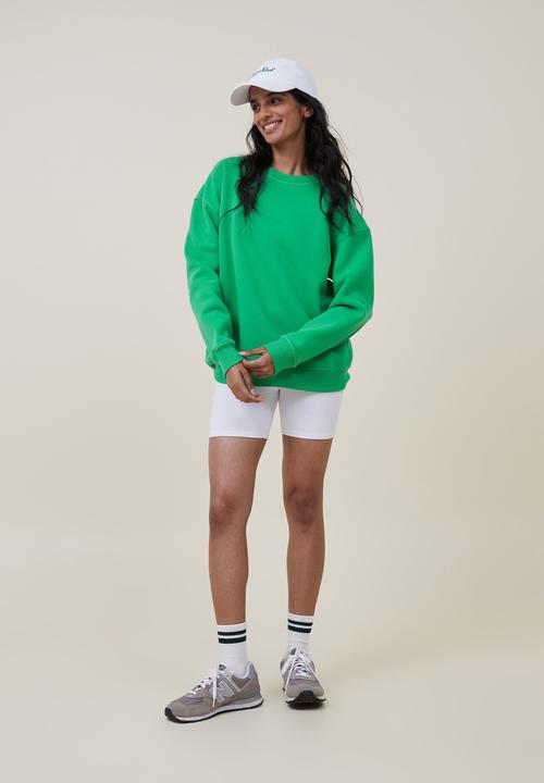 Cotton On - Plush essential crew jumper - green chilli