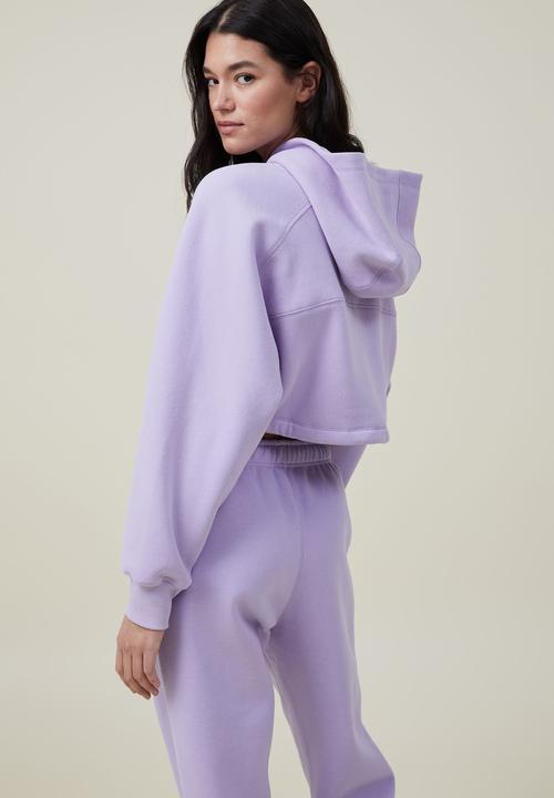 Cotton On - Plush cropped hoodie - violet tint