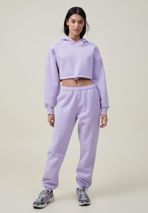 Cotton On - Plush cropped hoodie - violet tint