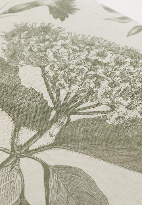 H&M - Patterned cushion cover - khaki green/floral
