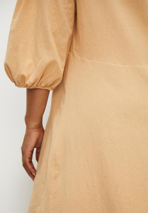 Superbalist - Volume tunic dress with eyelet detail - ochre1