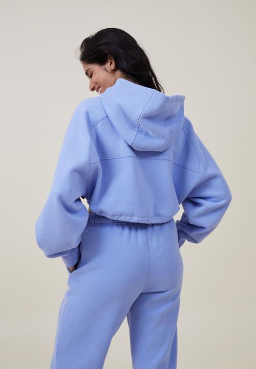 Cotton On - Plush cropped hoodie - iris flower
