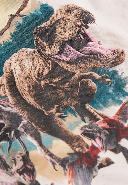 H&M - 2-Pack tops in printed cotton jersey - khaki green/jurassic world
