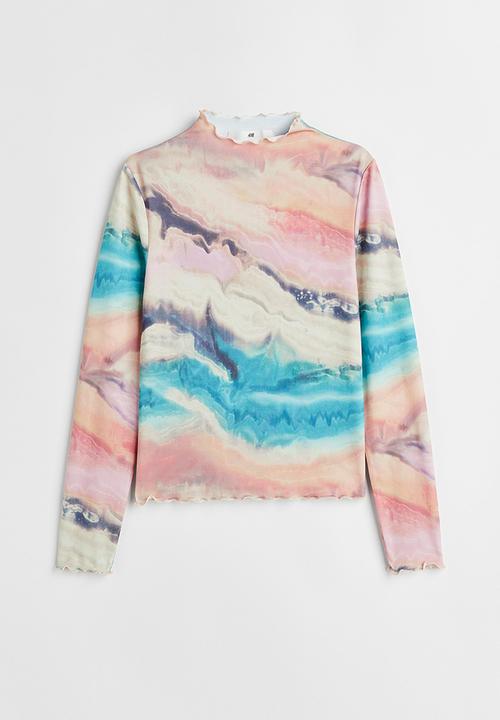 H&M - Long-sleeved top - light pink/patterned