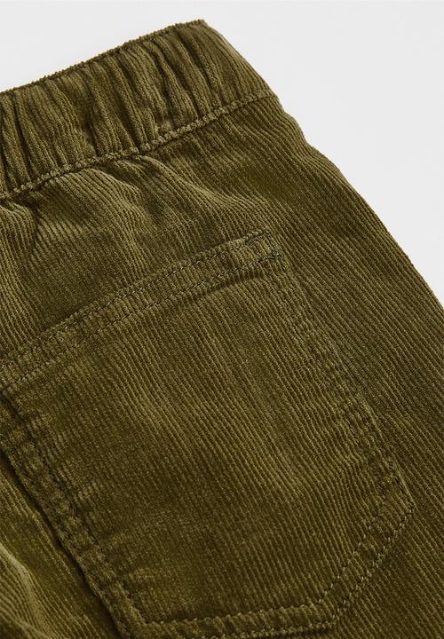 H&M - Lined corduroy joggers - olive green