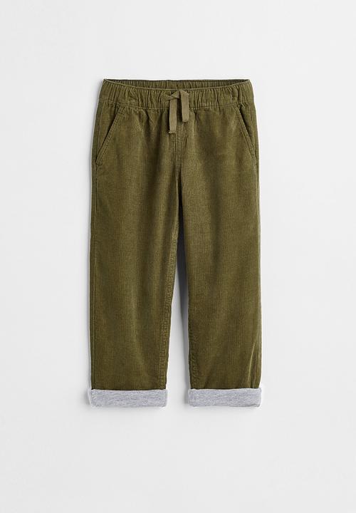 H&M - Lined corduroy joggers - olive green