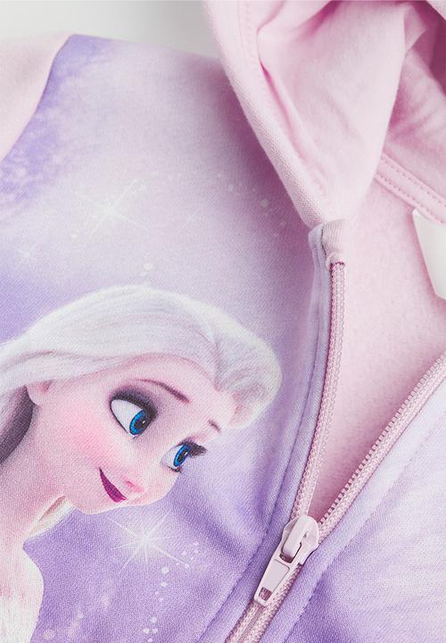 H&M - Printed zip-through hoodie - pink/frozen