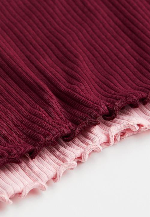 H&M - 2-Pack polo-neck tops - pink/dark red