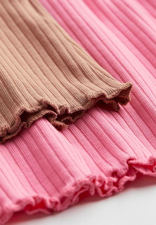 H&M - 2-Pack polo-neck tops - pink/beige