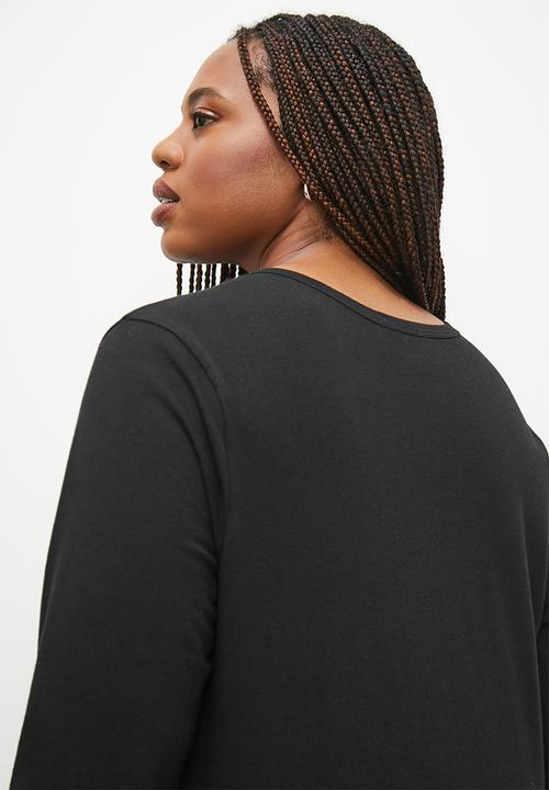 Superbalist - 2 pack long sleeve crew neck tops - black and white