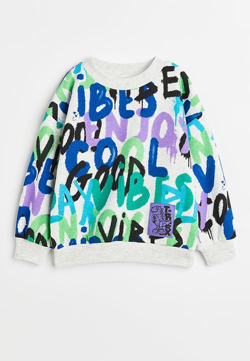 H&M - Oversized sweatshirt - light grey/graffiti