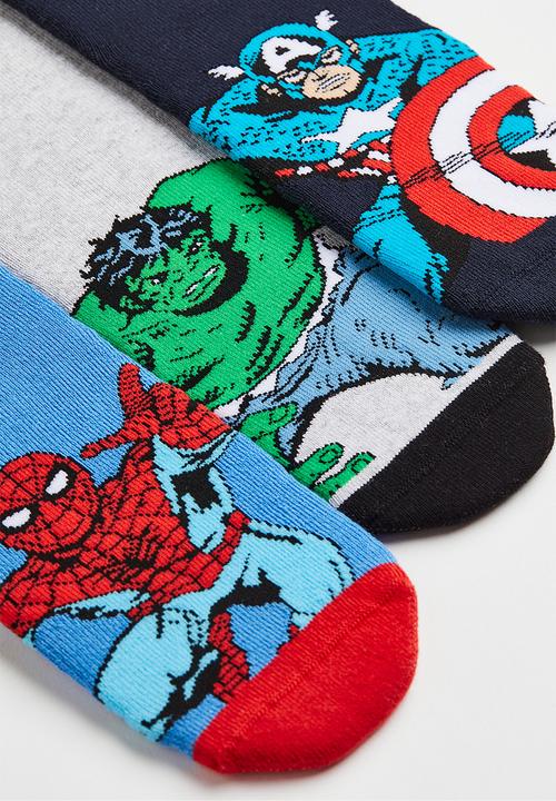 H&M - 3 Pack terry socks - blue/marvel comics