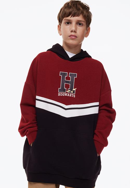 H&M - Oversized printed hoodie - dark red/harry potter