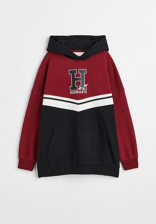 H&M - Oversized printed hoodie - dark red/harry potter