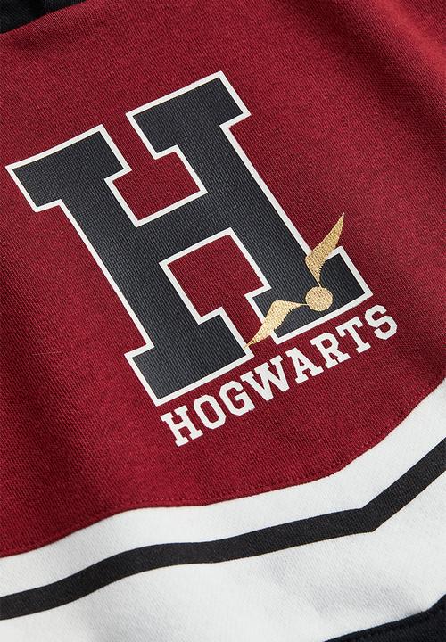 H&M - Oversized printed hoodie - dark red/harry potter