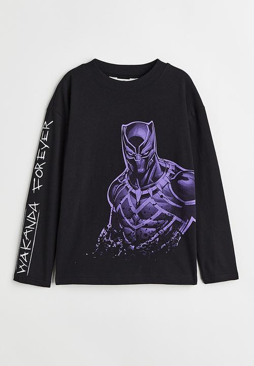 H&M - Printed jersey top - black/black panther