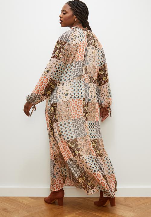 edit Plus - Baby frill raglan tiered maxi dress - patchwork paisley