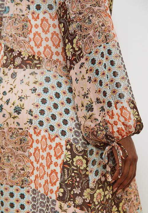 edit Plus - Baby frill raglan tiered maxi dress - patchwork paisley