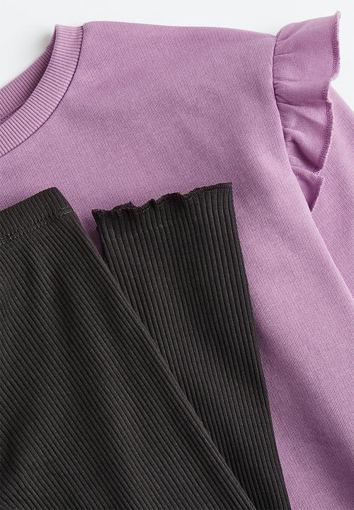 H&M - 2 Piece top and leggings set - purple & black