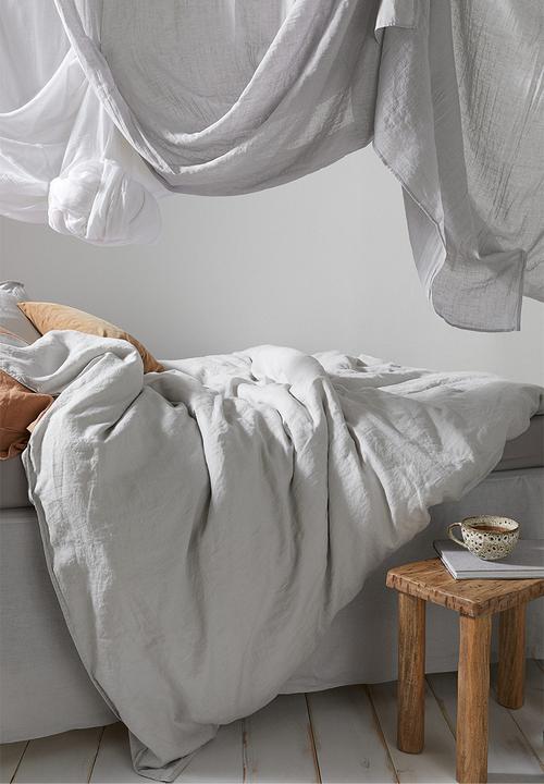 H&M - Linen double/king duvet cover set - light grey