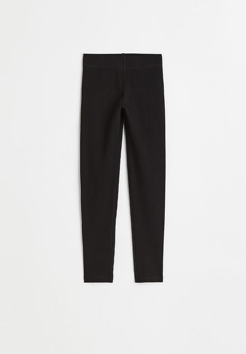 H&M - Ribbed leggings - black