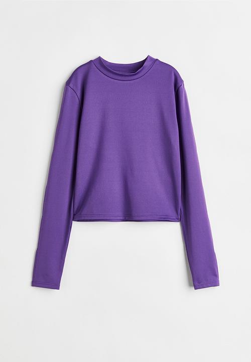 H&M - Ribbed cotton jersey cropped top - purple