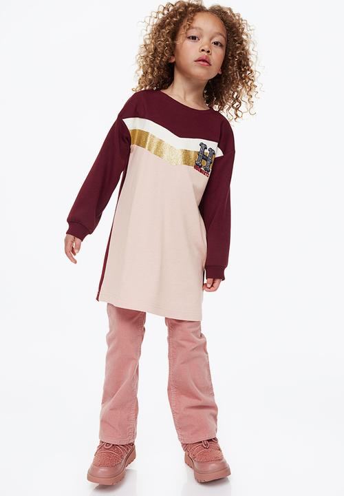 H&M - Embroidered sweatshirt dress - dark red/hogwarts