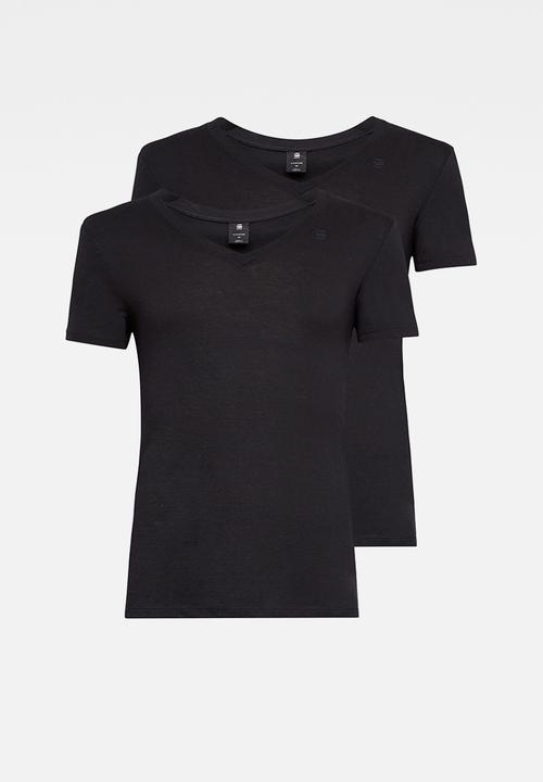 G-STAR - Base htr v t short sleeve  2-pack - solid black