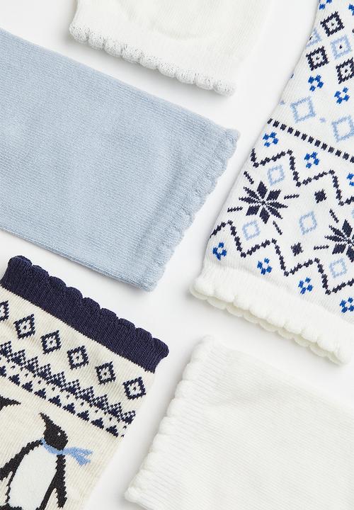 H&M - 5-pack fine-knit socks - blue/white