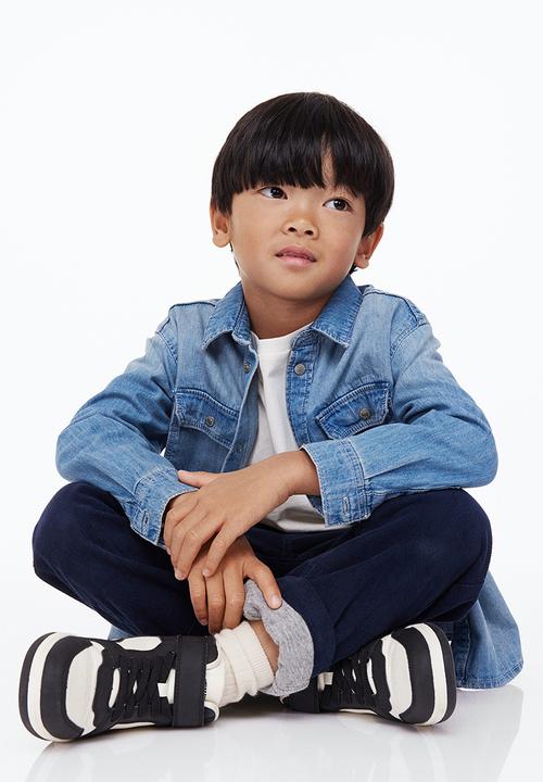 H&M - Lined corduroy joggers - navy blue