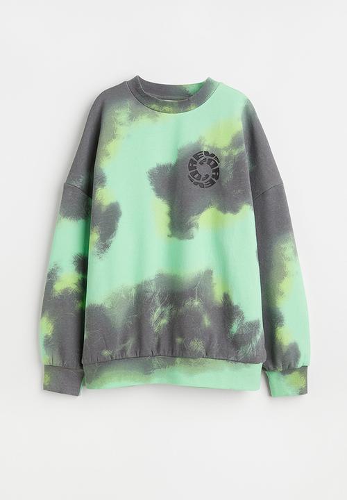 H&M - Sweatshirt - neon green/tie-dye