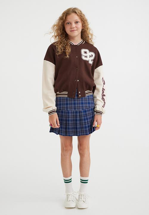 H&M - Oversized baseball jacket - dark brown/block-coloured