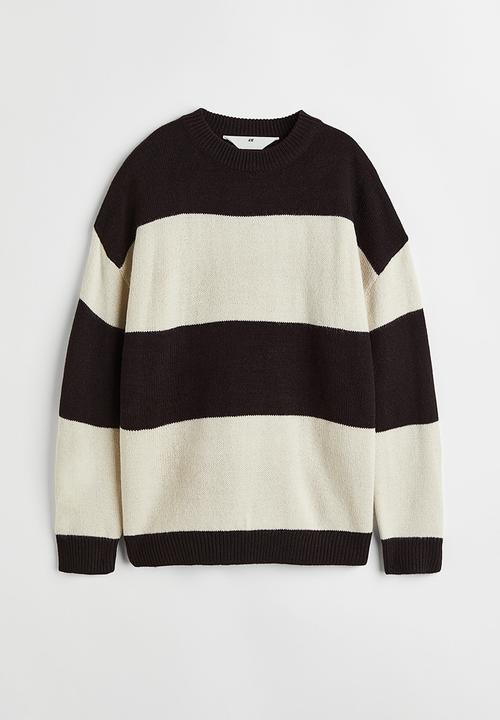 H&M - Jacquard-knit jumper - black/block-striped