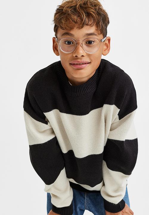H&M - Jacquard-knit jumper - black/block-striped